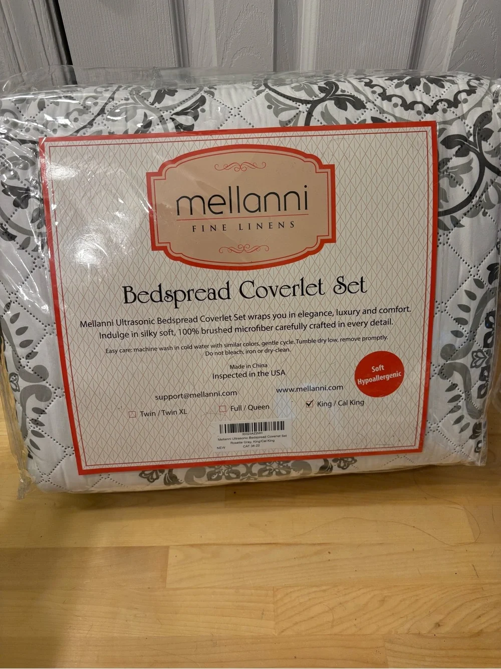 Neutral Gray and White Decorative Quilted Bedspread